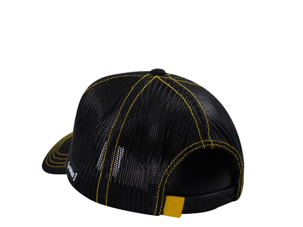 Capslab One Piece Straw Hat Crew Flag Black Trucker Snapback Cap