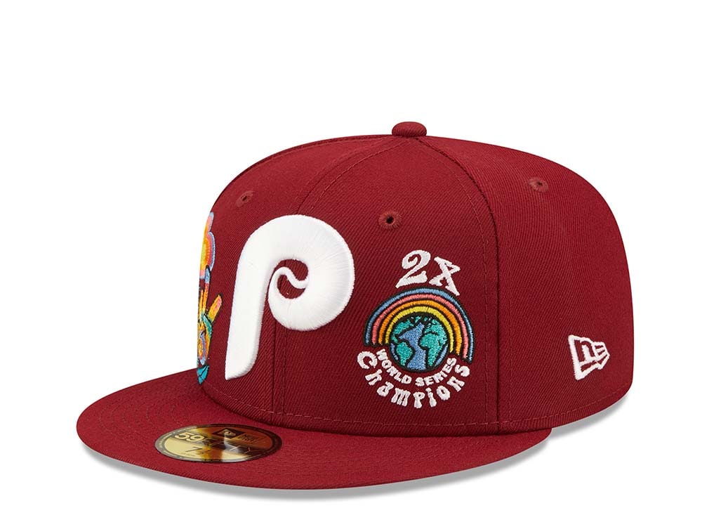 New Era Philadelphia Phillies 2x World Series Champions - Maroon Groovy Edition 59Fifty Fitted Cap