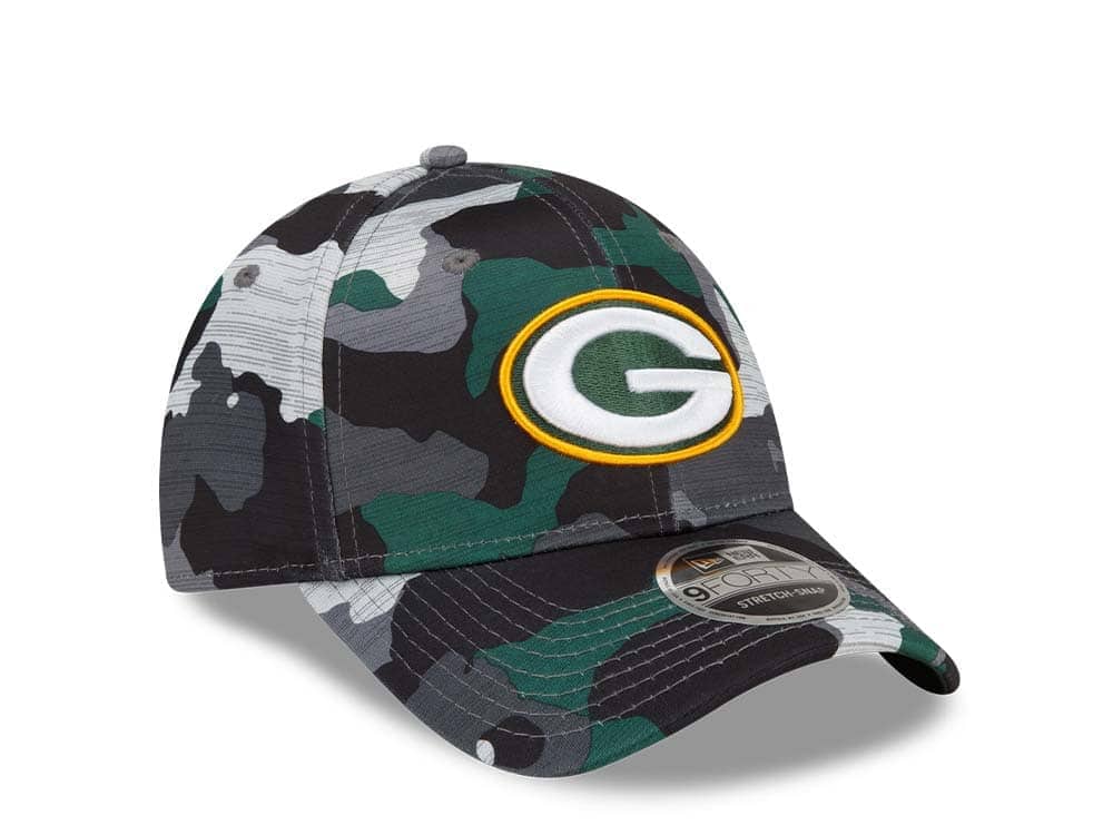 New Era Green Bay Packers NFL Training Camp 22 Camo 9Forty Stretch Snapback Cap