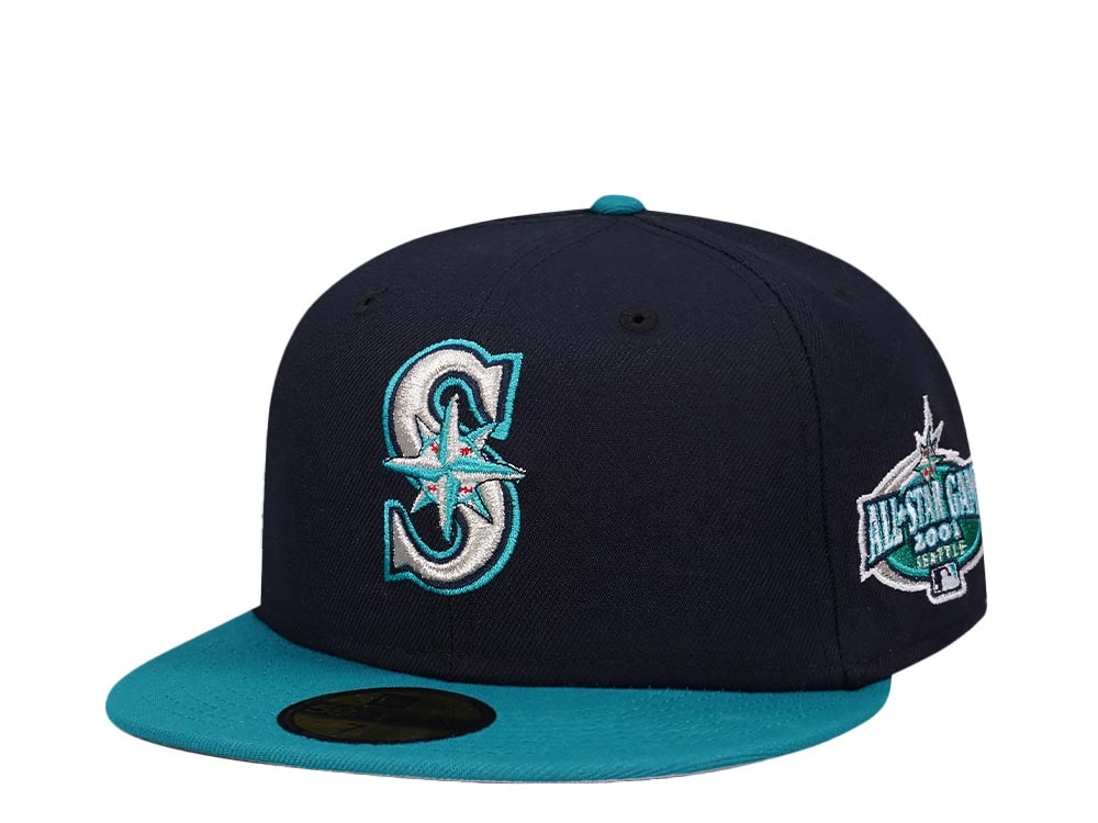 New Era Seattle Mariners All Star Game 2001 Navy Teal Two Tone Classic Edition 59Fifty Fitted Cap