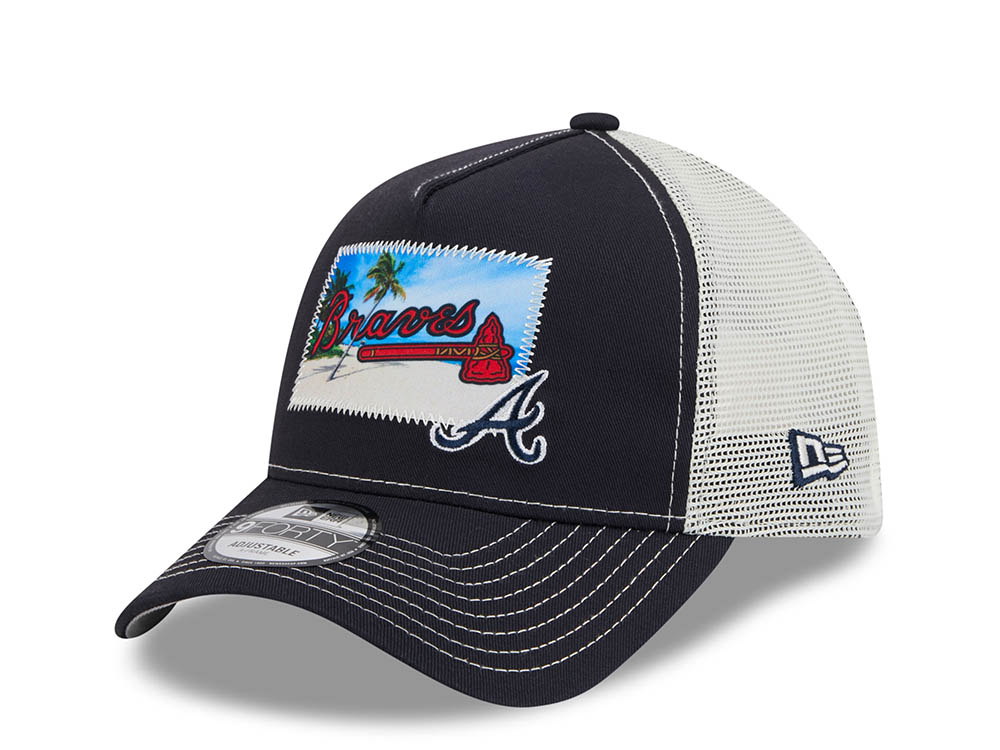 New Era Atlanta Braves M Patch Black 9Forty A Frame Trucker Snapback Cap
