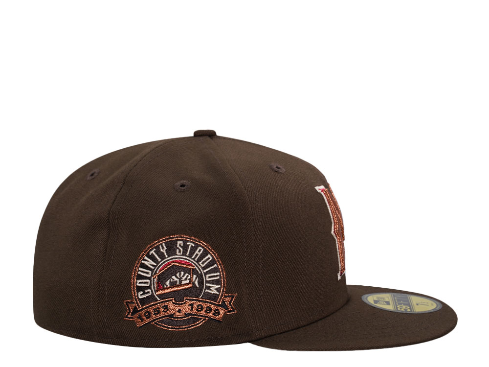 New Era Milwaukee Brewers County Stadium Coffee Copper Edition 59Fifty Fitted Cap