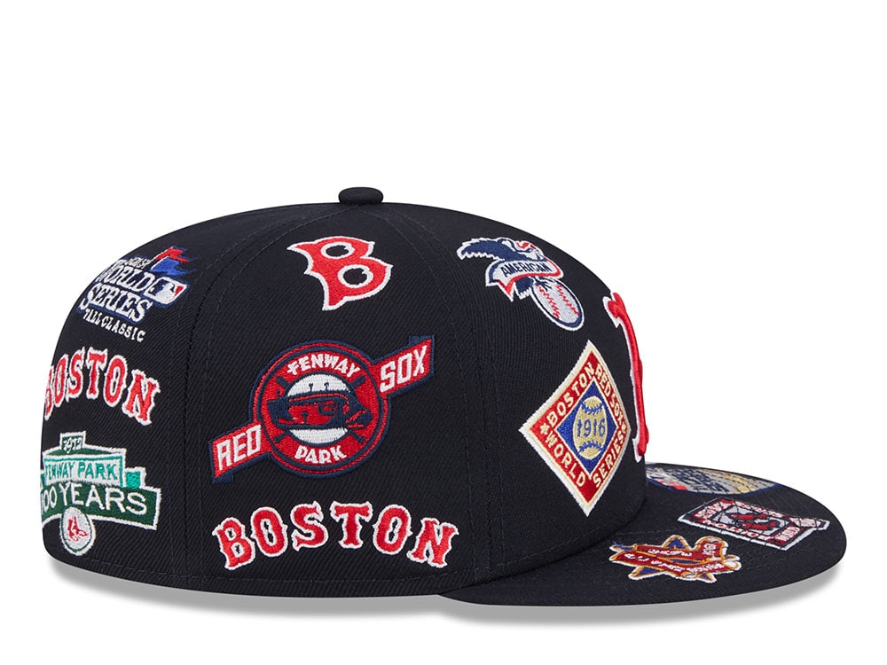 New Era Boston Red Sox All Over Navy Red 59Fifty Fitted Cap