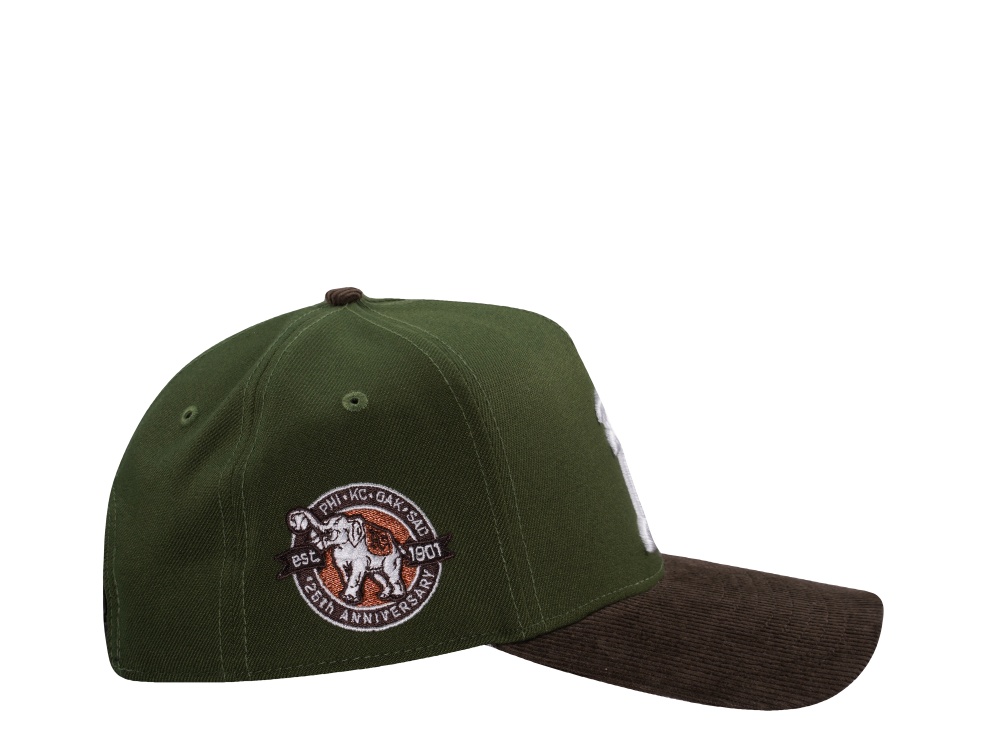 New Era Oakland Athletics 125th Anniversary Rifle Green Walnut Corduroy Two Tone Edition 9Forty A Frame Snapback Cap