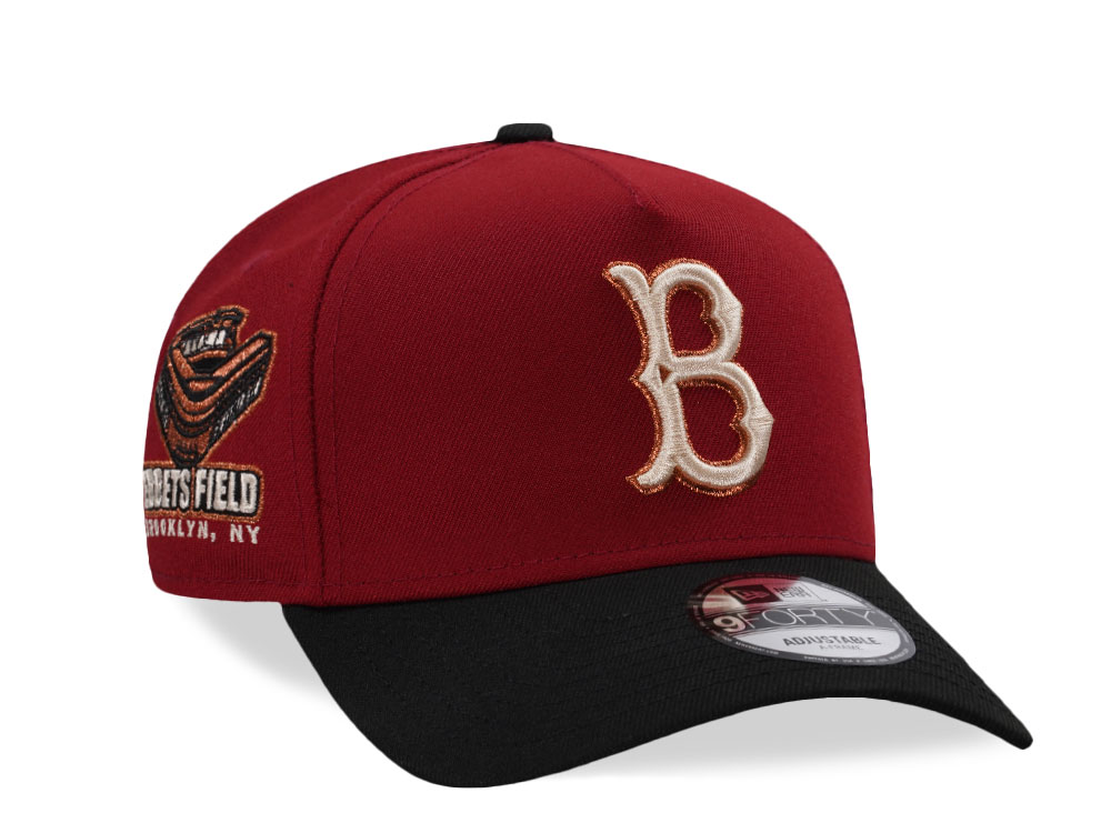 New Era Brooklyn Dodgers Ebbets Field Maroon Two Tone Edition 9Forty A Frame Snapback Cap