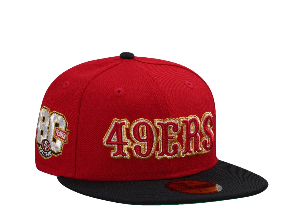 New Era San Francisco 49ers 80th Anniversary Wool Scarlet Two Tone Throwback Edition 59Fifty Fitted Cap