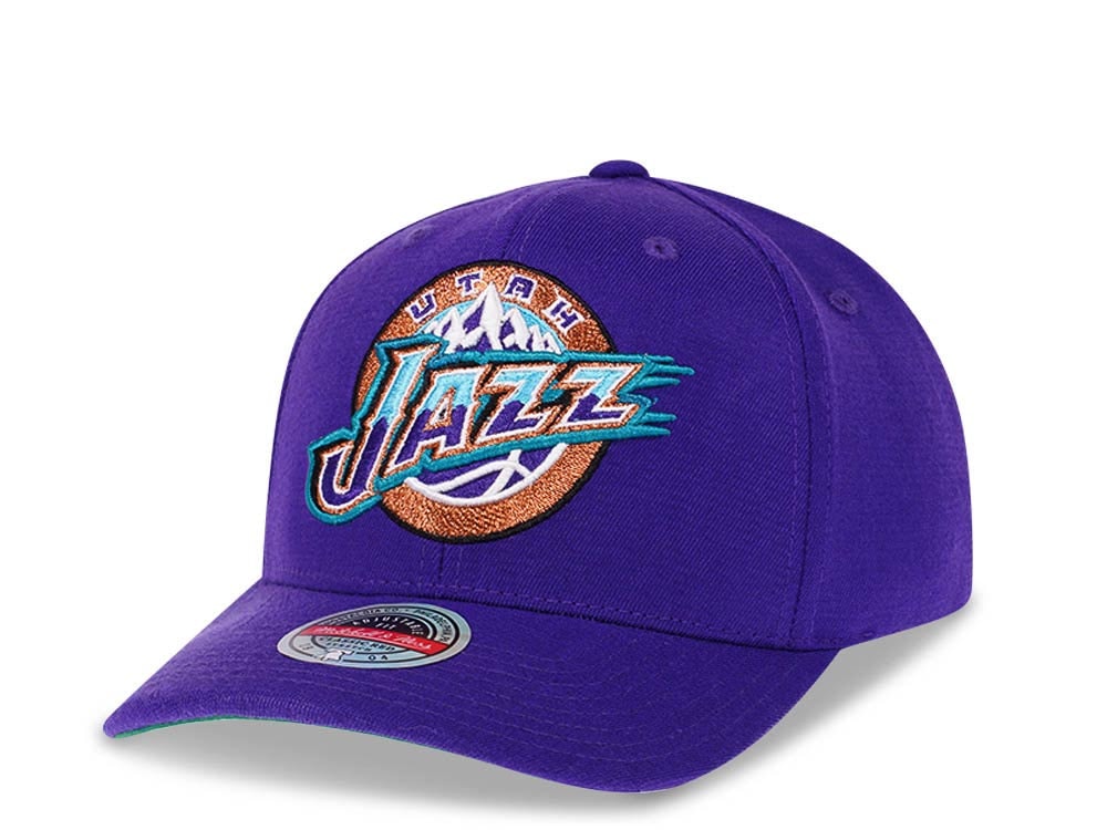 Mitchell & Ness Utah Jazz Team Ground Purple Red Line Solid Flex Snapback Cap