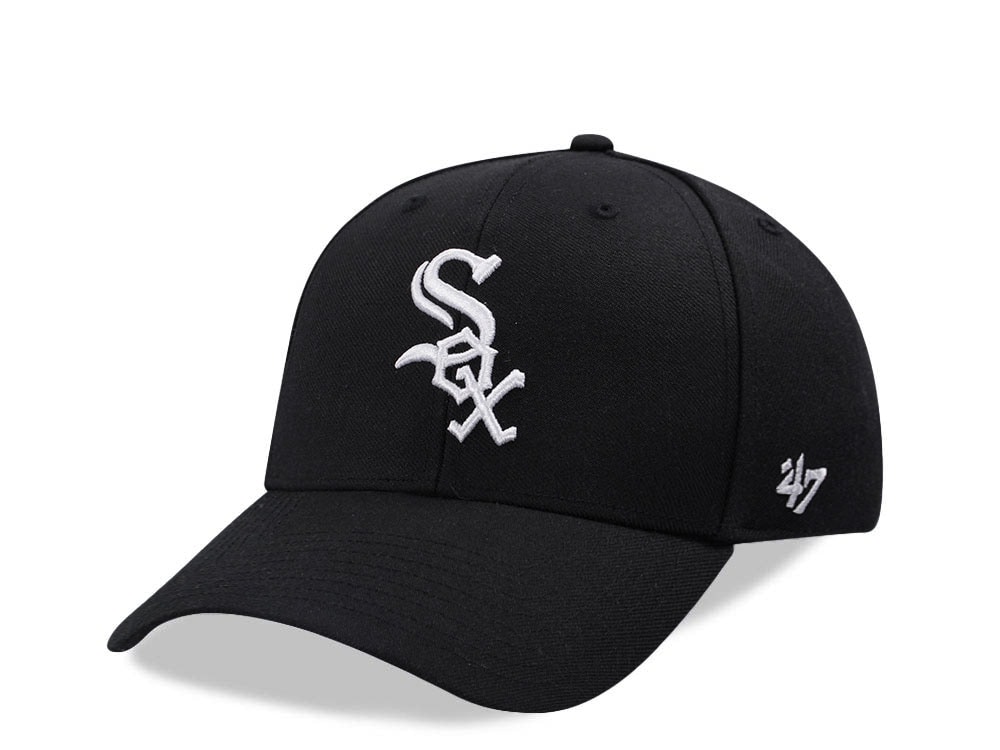 47Brand Chicago White Sox Black MVP Strapback Cap