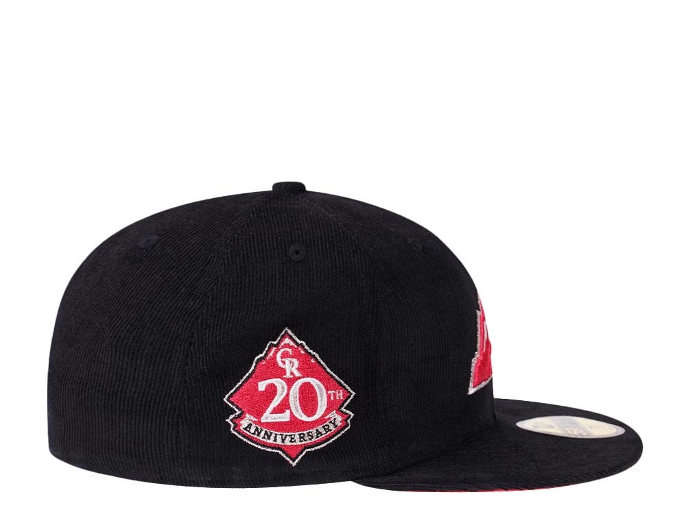 New Era Colorado Rockies 20th Anniversary Black Lava Cordroy Edition 59Fifty Fitted Cap