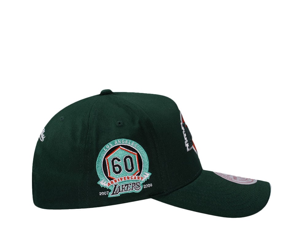 Mitchell & Ness Los Angeles Lakers 60th Anniversary Green Edition Pro Pinch Fit Snapback Cap