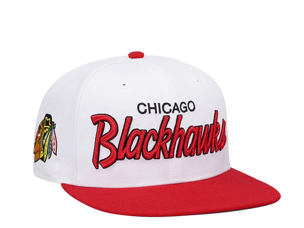 47Brand Chicago Blackhawks White Crosstown Script Captain MVP Snapback Cap