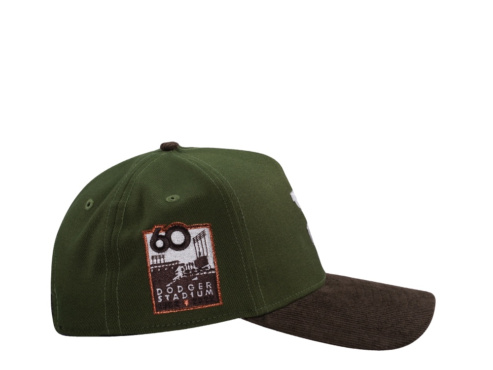New Era Los Angeles Dodgers Dodger Stadium 60th Anniversary Rifle Green Walnut Corduroy Two Tone Edition 9Forty A Frame Snapback Cap