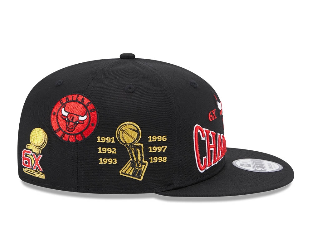 New Era Chicago Bulls 6x NBA Champions Black 9Fifty Snapback Cap