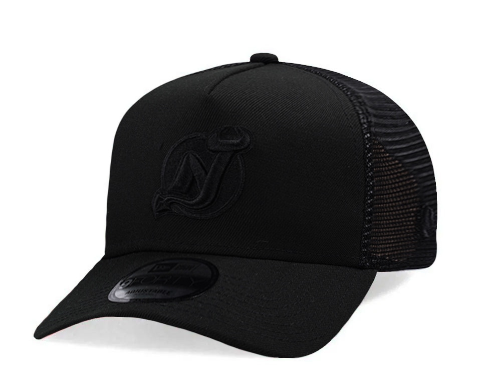 New Era New Jersey Devils Black Prime Edition 9Forty A Frame Trucker Snapback Cap