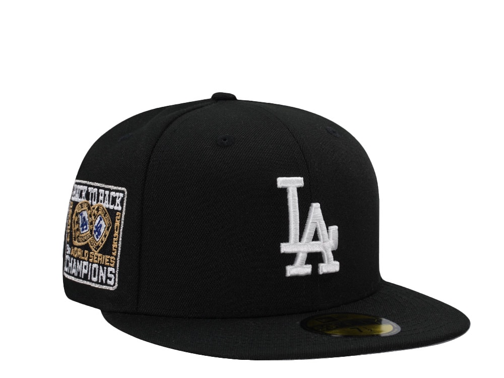 New Era Los Angeles Dodgers Back to Back World Series Champions Black Prime Edition 59Fifty Fitted Cap