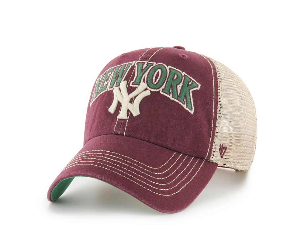 47Brand New York Yankees Dark Maroon Tuscaloosa Edition Trucker Clean Up Snapback Cap