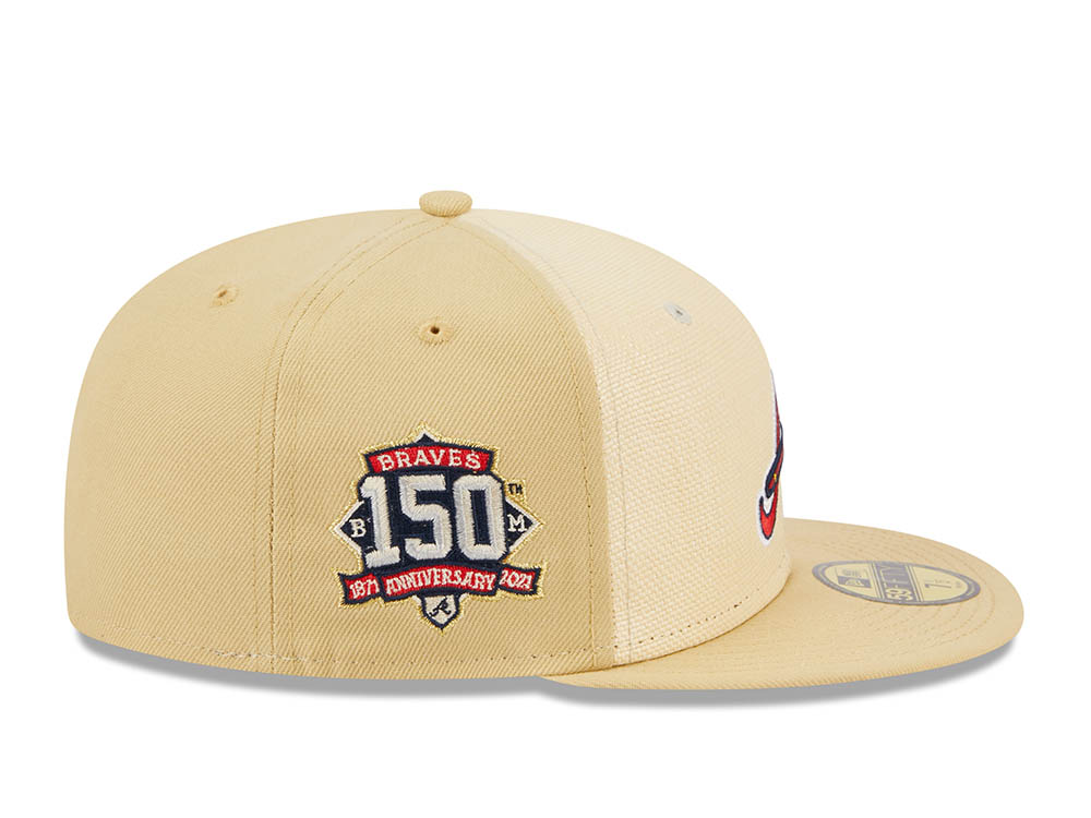 New Era Atlanta Braves 150th Anniversary Raffia Front Vegas Gold Edition 59Fifty Fitted Cap