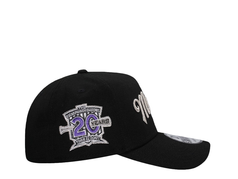 New Era Birmingham Barons 20 Years Black Satin Edition 9Forty A Frame Snapback Cap