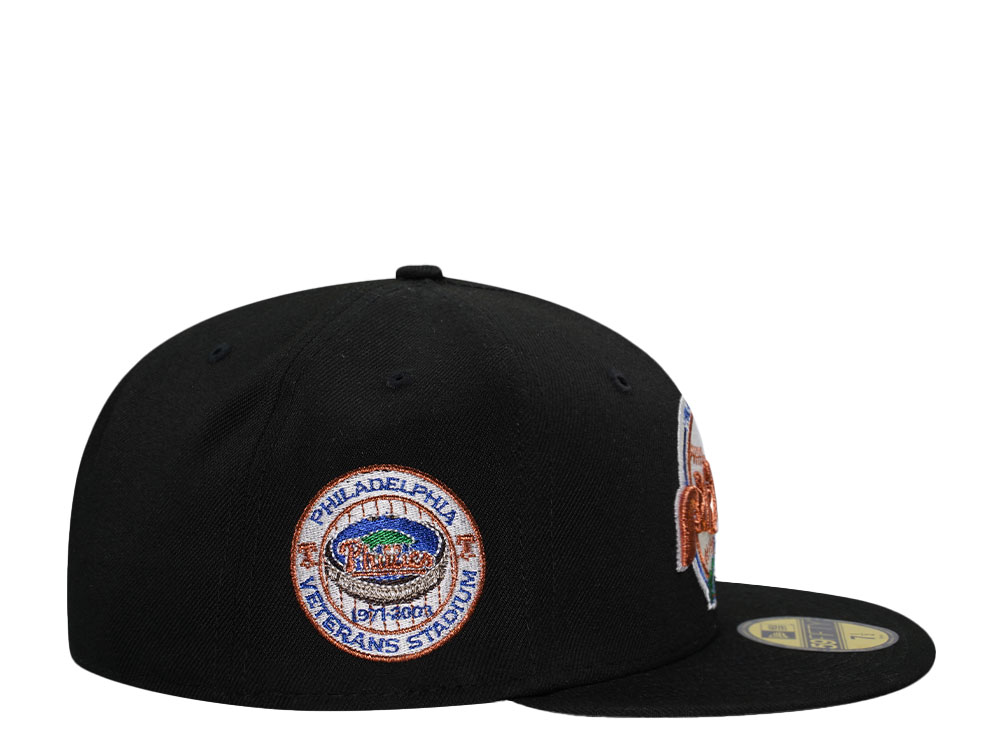 New Era Philadelphia Phillies Veterans Stadium Black Copper Throwback Edition 59Fifty Fitted Cap