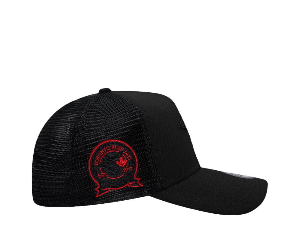 New Era Toronto Blue Jays Black Red 40th Anniversary Trucker 9Forty A Frame Snapback Cap