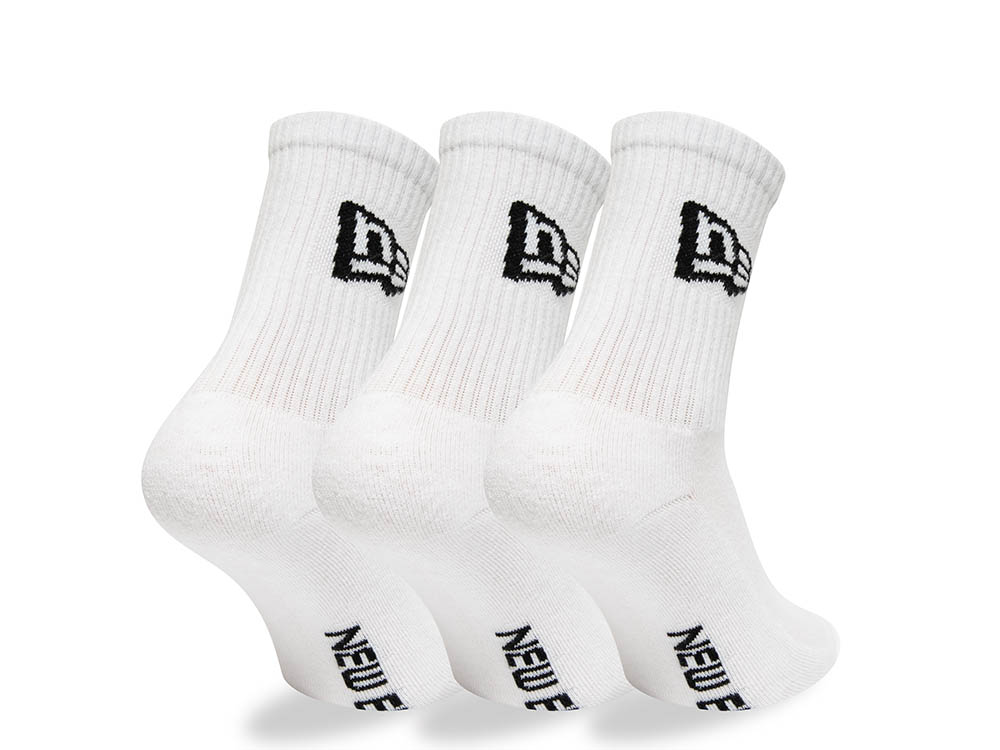 New Era Flag Crew White Socks 3 Pair 43-46 CM