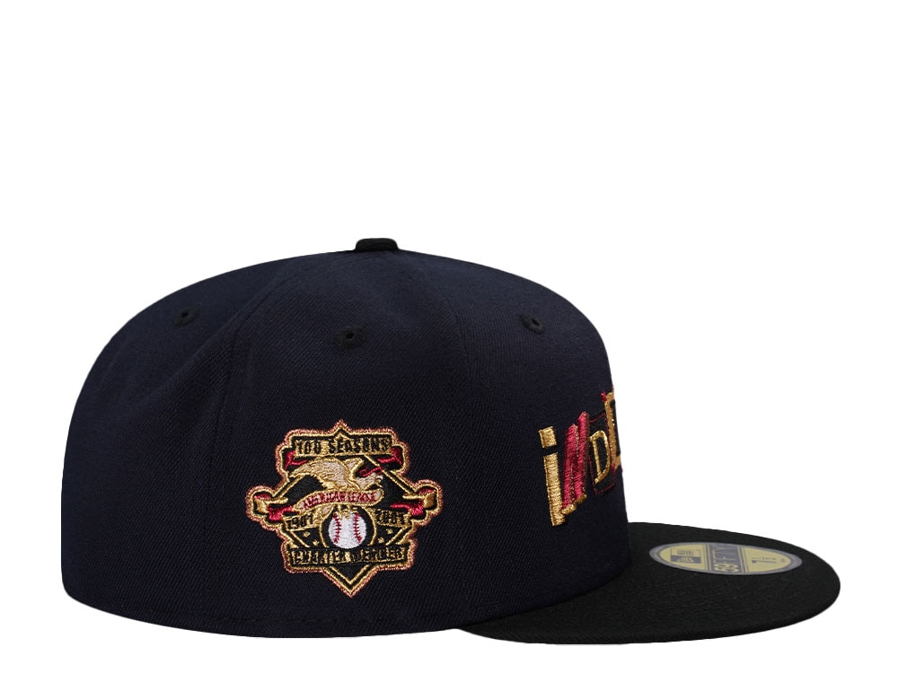New Era Cleveland Indians 100 Season Ransom Note Navy Two Tone Edition 59Fifty Fitted Cap
