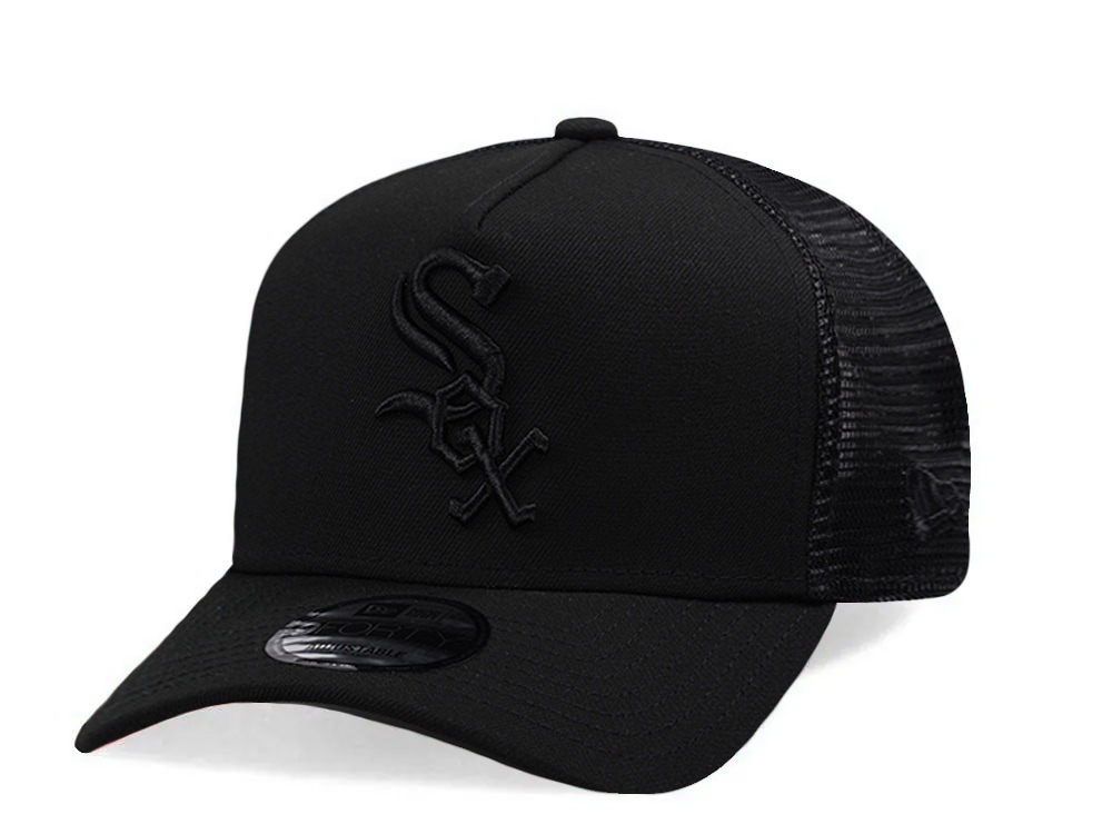 New Era Chicago White Sox Black On Black Edition 9Forty A Frame Trucker Snapback Cap