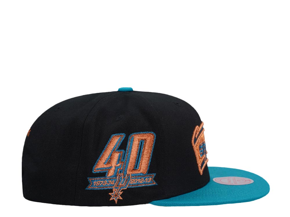 Mitchell & Ness San Antonio Spurs 40th Anniversary Make Cents Black Two Tone Hardwood Classic Snapback Cap