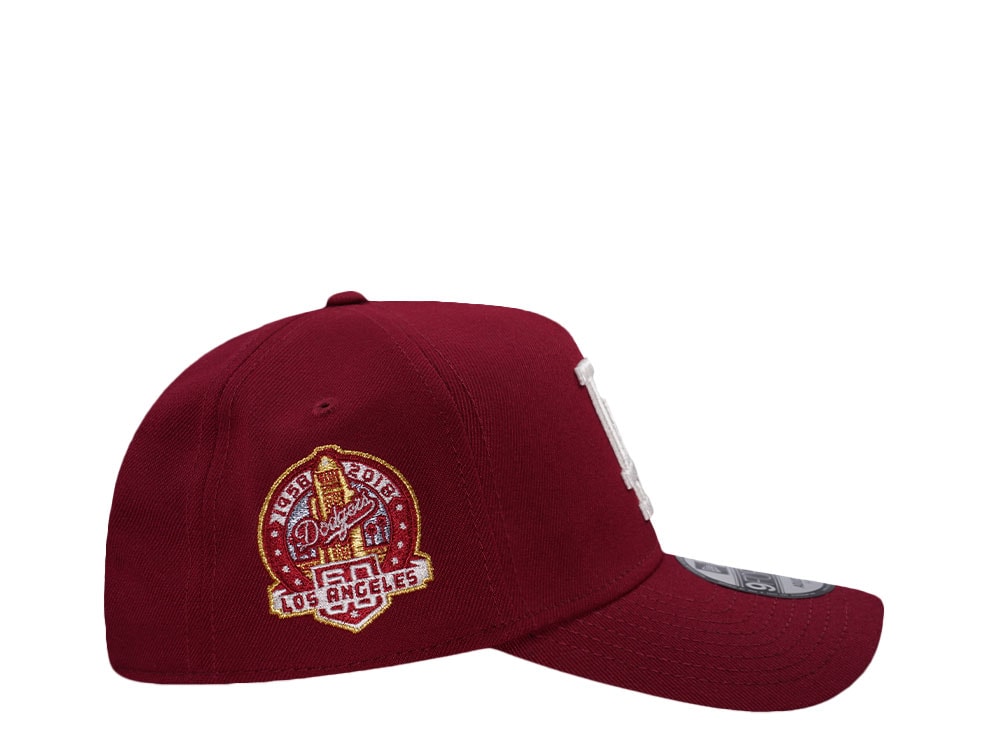 New Era Los Angeles Dodgers 60th Anniversary Cardinal Red Prime Edition 9Forty A Frame Snapback Cap