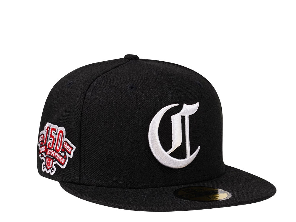 New Era Cincinnati Reds 150th Anniversary Black and Red 59Fifty Fitted Cap