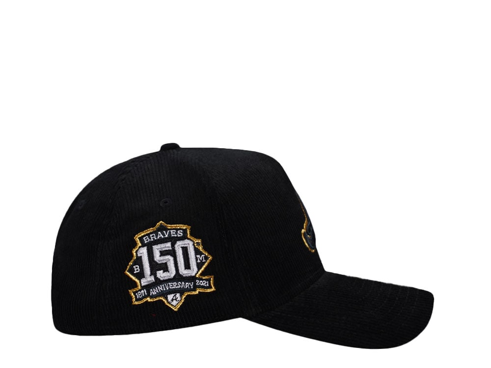 New Era Atlanta Braves 150th Anniversary Black Corduroy Edition 9Forty A Frame Snapback Cap