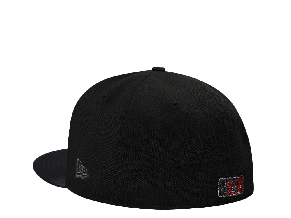 New Era Fresno Grizzlies Shiny Black and Red Satin Brim Edition 59Fifty Fitted Cap