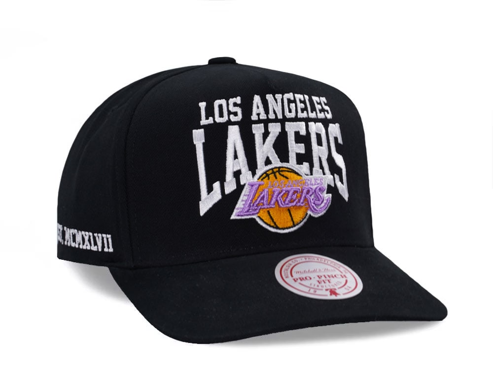 Mitchell & Ness Los Angeles Lakers Black Pro Pinch Fit Snapback Cap