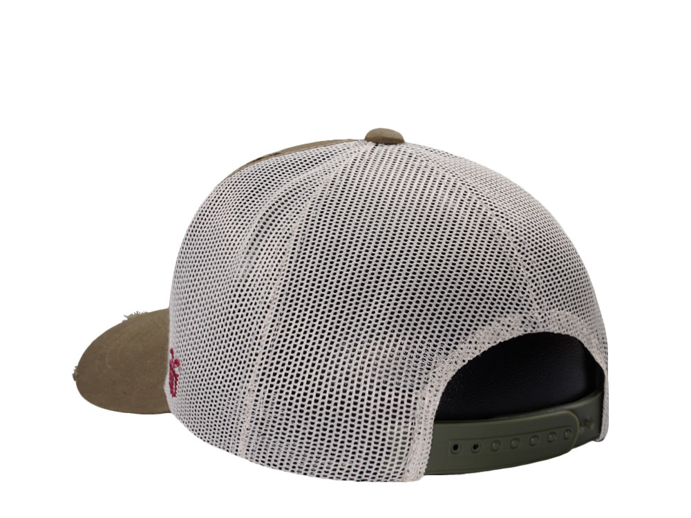 Parallel Union Patch Olive Distressed Edition Trucker Snapback Cap