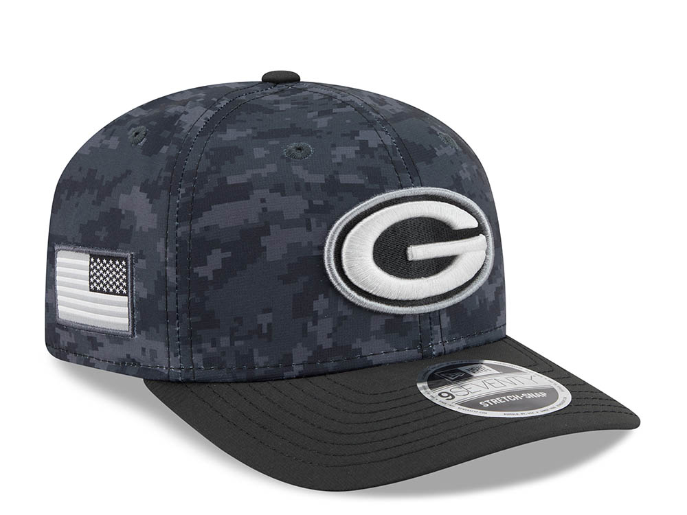 New Era Green Bay Packers NFL Salute to Service 2026 Digi Camo Black 9Seventy Stretch Snapback Cap