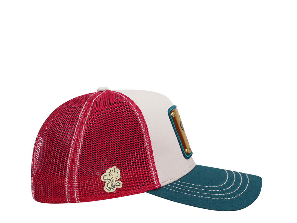 Capslab Peanuts Snoopy White Red Green Trucker Snapback Cap