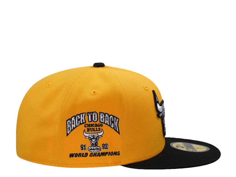 New Era Chicago Bulls Back To Back World Champions Yellow Two Tone Edition 59Fifty Fitted Cap