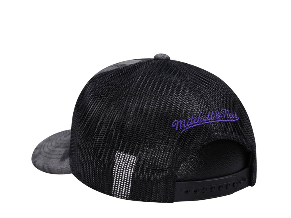 Mitchell & Ness Los Angeles Lakers Burnt Ends Black Trucker Snapback Cap