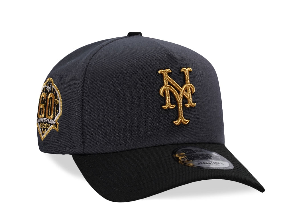 New Era New York Mets 60th Anniversary Dark Gray Two Tone Edition 9Forty A Frame Snapback Cap