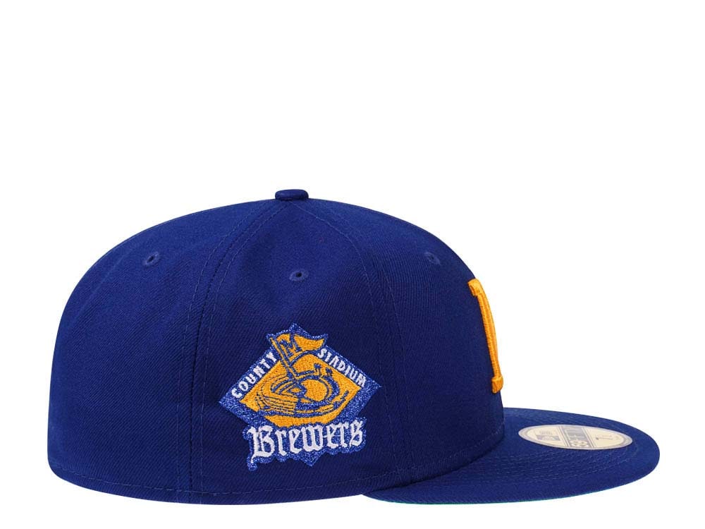 New Era Milwaukee Brewers County Stadium Blue Throwback Edition 59Fifty Fitted Cap