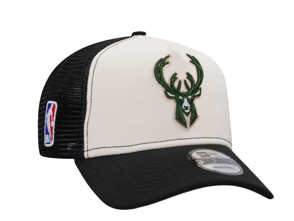 New Era Milwaukee Bucks Chrome Black Edition Trucker 9Forty A Frame Snapback Cap