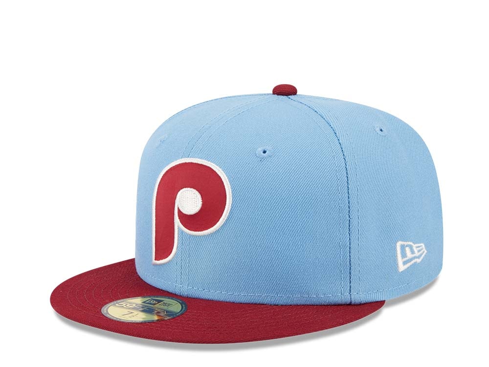 New Era Philadelphia Phillies World Series 1980 Powder Blues Sky Throwback Two Tone Edition 59Fifty Fitted Cap
