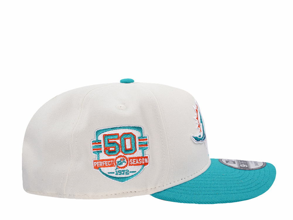 New Era Miami Dolphins 50th Anniversary Chrome Two Tone Edition 9Fifty A Frame Snapback Cap
