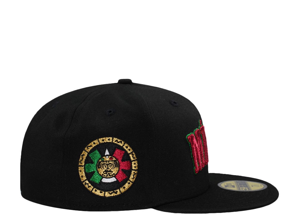 New Era Mexico Aztec Metallic Script Black Prime Edition 59Fifty Fitted Cap
