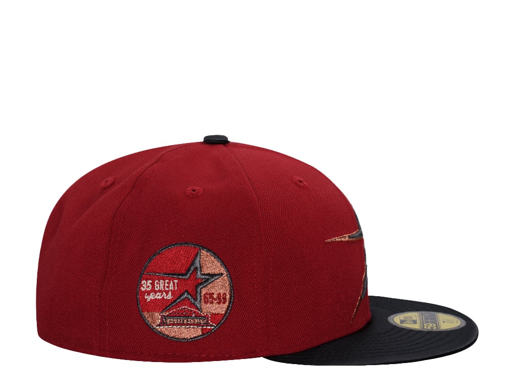 New Era Houston Astros 35 Years Brick Satin Brim Two Tone Edition 59Fifty Fitted Cap