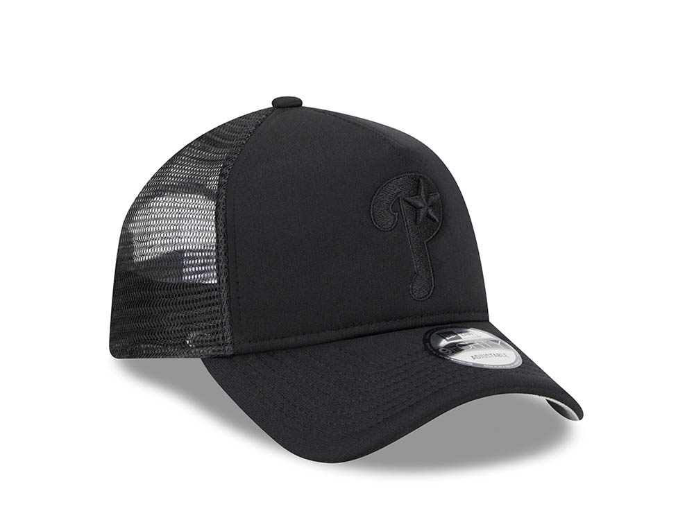 New Era Philadelphia Phillies Black All Day 9Forty A Frame Trucker Snapback Cap