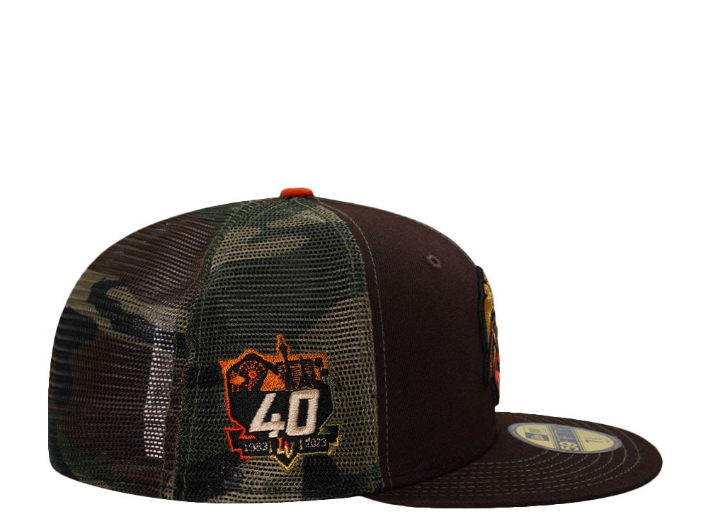 New Era Las Vegas Aviators 40th Anniversary Burnt Wood Prime Edition 59Fifty Trucker Fitted Cap