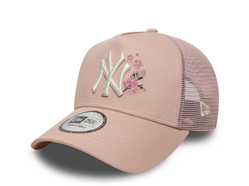 New Era New York Yankees Floral Pink 9Forty Womens A Frame Trucker Snapback Cap