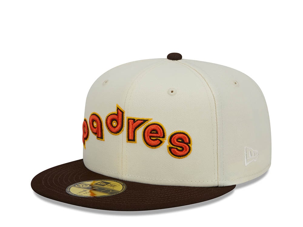 New Era San Diego Padres White Retro Script 50th Anniversary Throwback Edition 59Fifty Fitted Cap