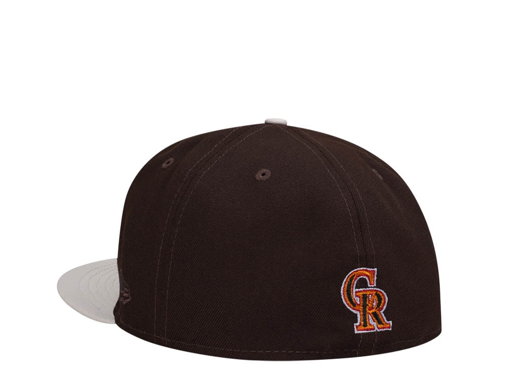 New Era Colorado Rockies Coors Field 1995 Burned Stone Two Tone Throwback Edition 59Fifty Fitted Cap